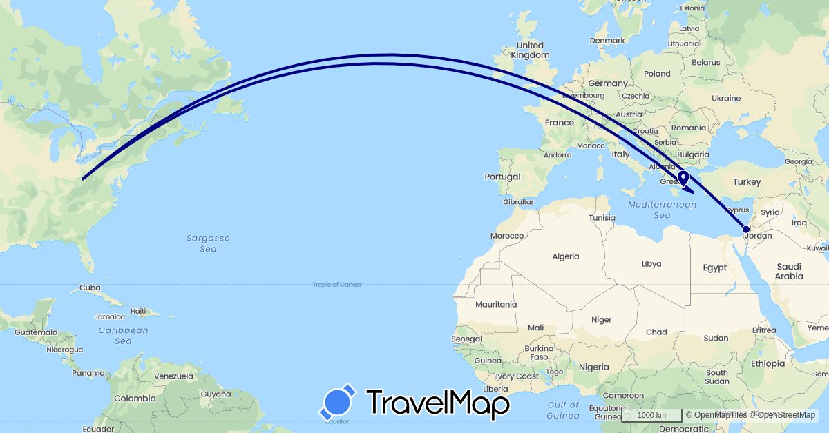 TravelMap itinerary: driving in Greece, Israel (Asia, Europe)